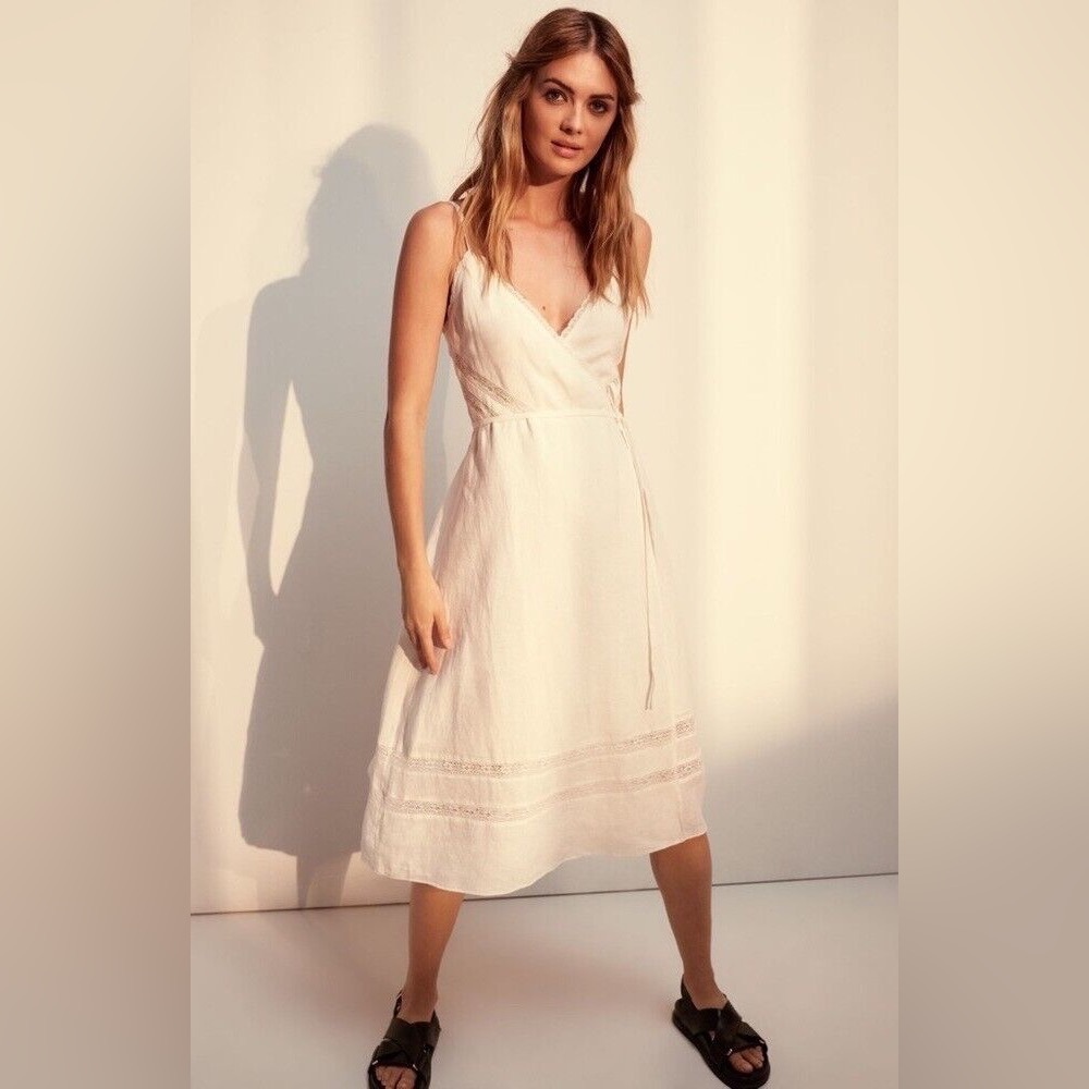 Aritzia Cream Midi Wrap Dress